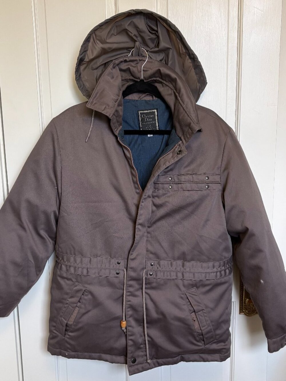Vintage Christian Dior Monsieur Sport Down Filled Hooded Coat Jacket Gray Small